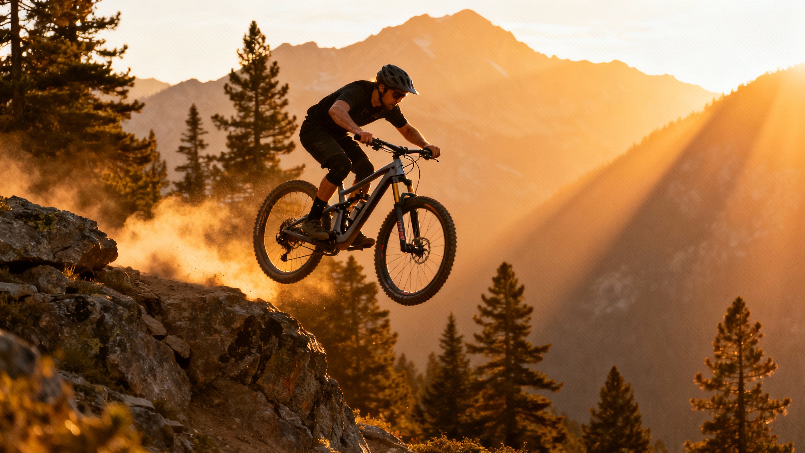 Mountain bike off the cliff.