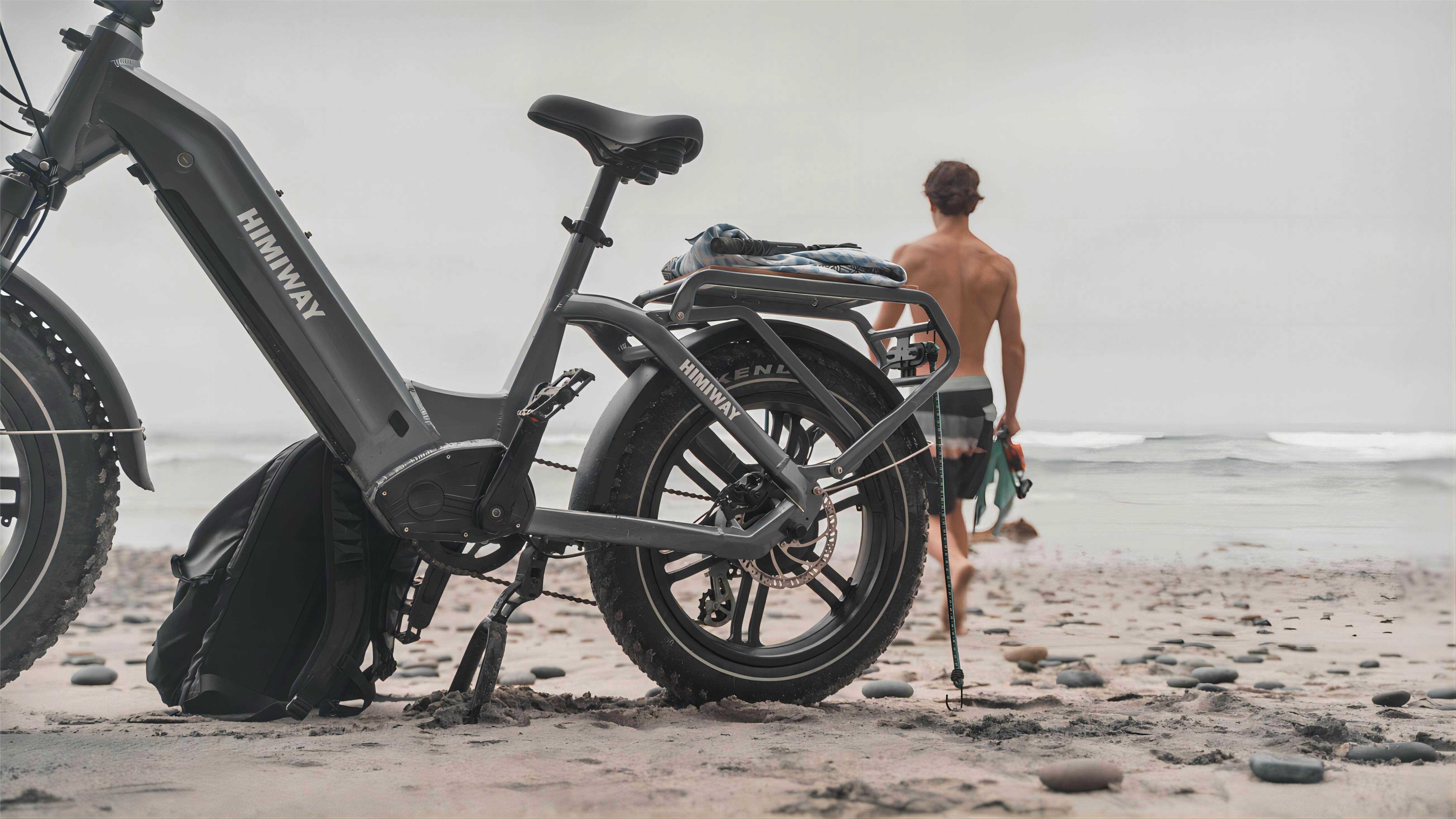 Electric bike on a sand beach.